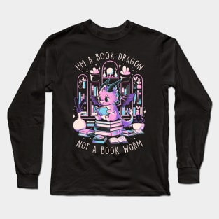 Book Dragon - Cute Dark Dragon Books Color Gift Long Sleeve T-Shirt